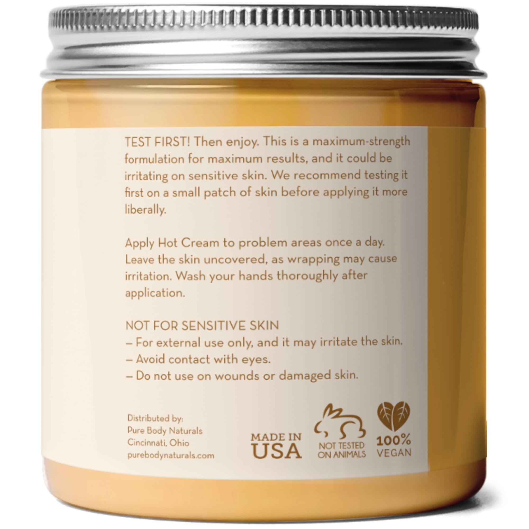 Pure Body Naturals Max Strength Hot Cream, zone musculaire fatigée revitalisée après l'effort.