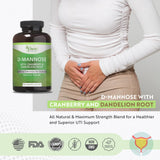 Capsule d-mannose Pure By Nature, dose quotidienne avec canneberge et pissenlit.