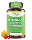 Pure By Nature – capsule d-mannose avec canneberge et pissenlit, prise quotidienne facile.