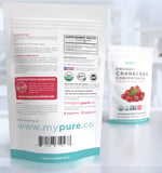 PURE CO Mélange facile canneberge en poudre dans eau ou smoothie.