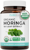 Pure Co Moringa capsules dans l'emballage bouteille, routine santé naturelle.
