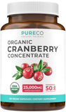 Pure Co pilule canneberge organique, capsule végétale, soutien potentiel du système urinaire