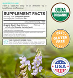 Pure Co Rue du chèvre – Étiquette bio USDA Organic et sans OGM.