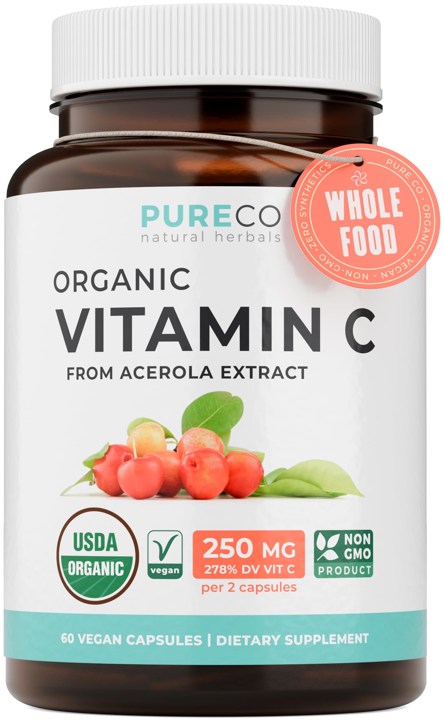 Pure Co Vitamine C Acerola – bouteille pratique pour énergie naturelle au quotidien.