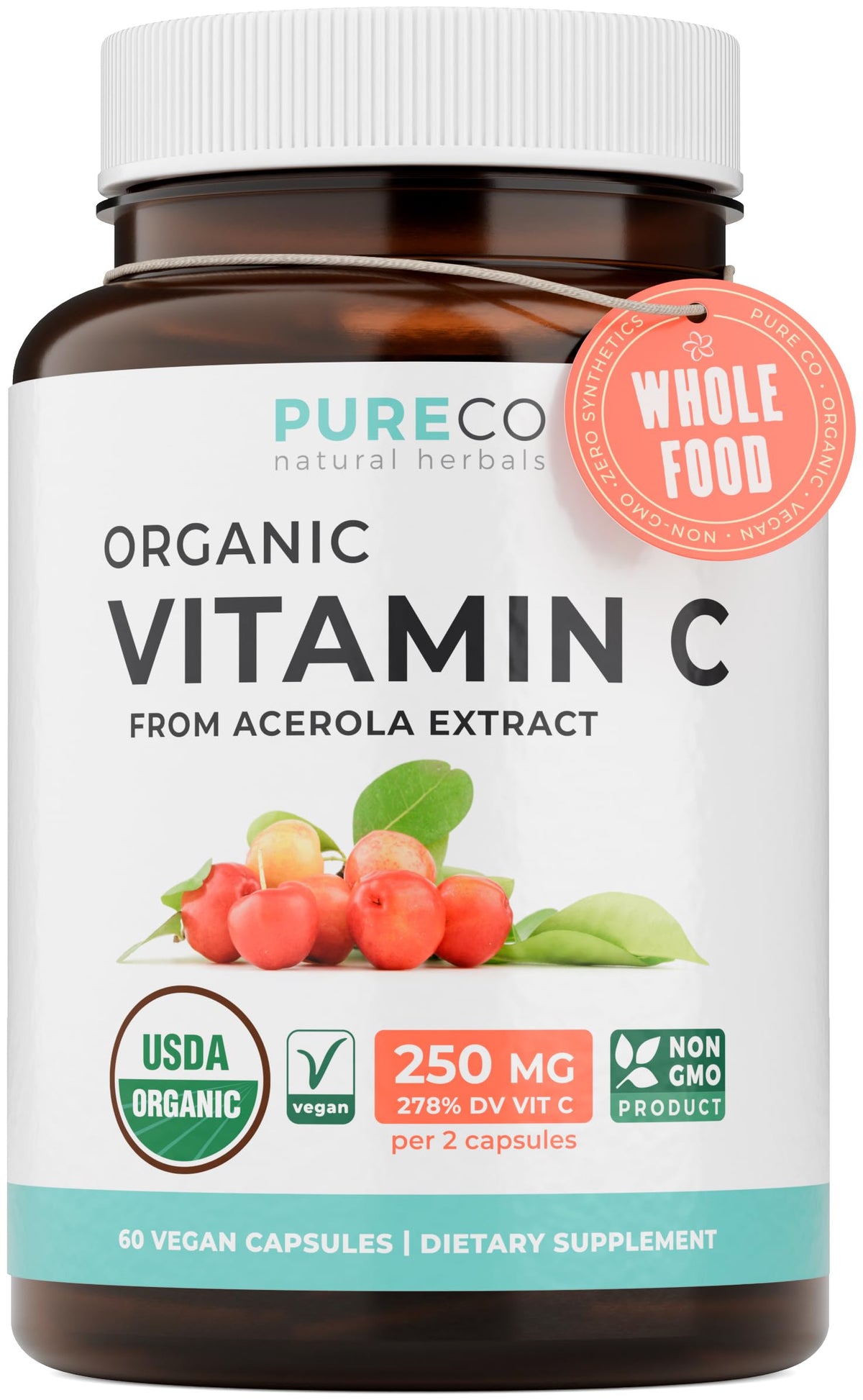 Pure Co Vitamine C Acerola – bouteille pratique pour énergie naturelle au quotidien.