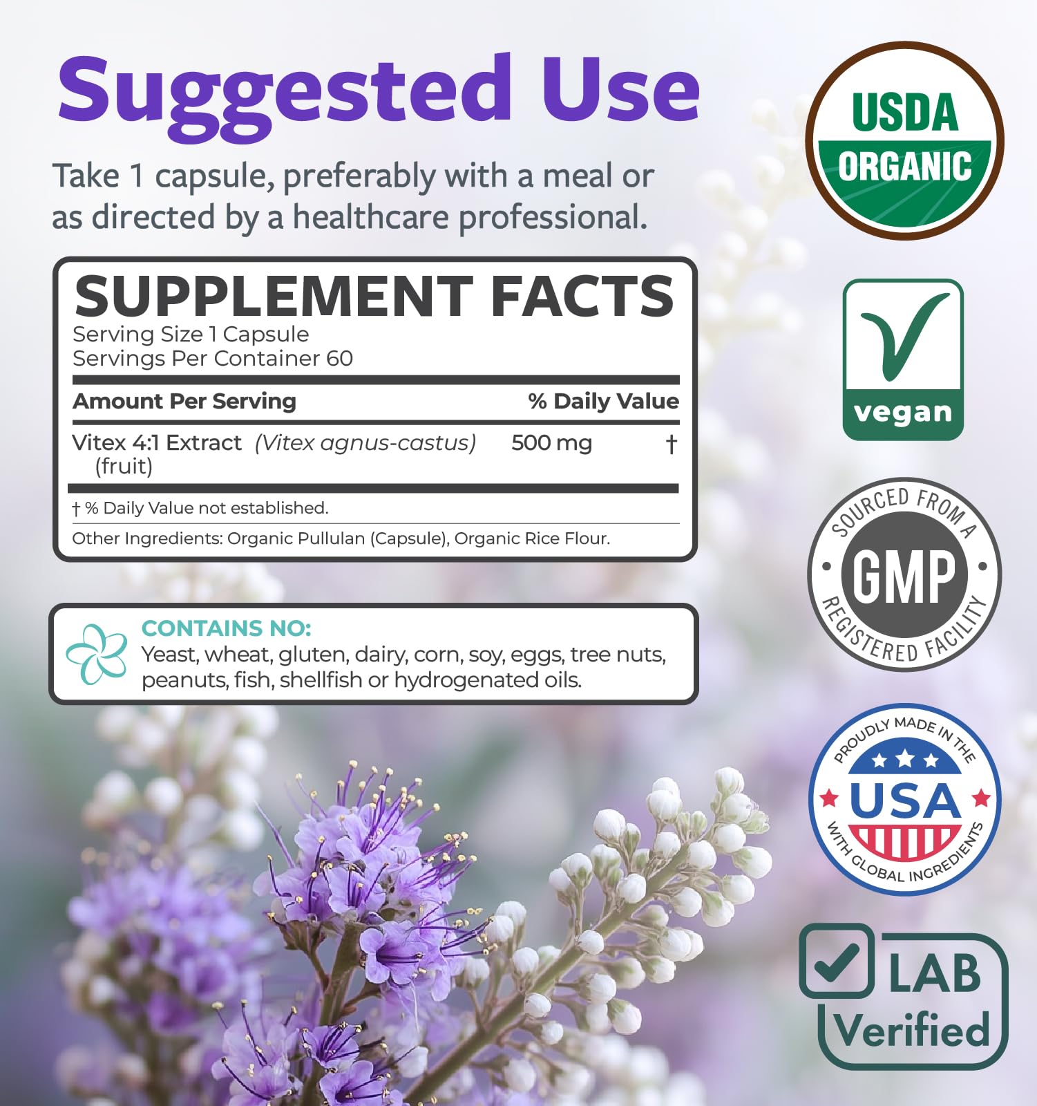 Vegan sans additifs et sans OGM Pure Co Vitex