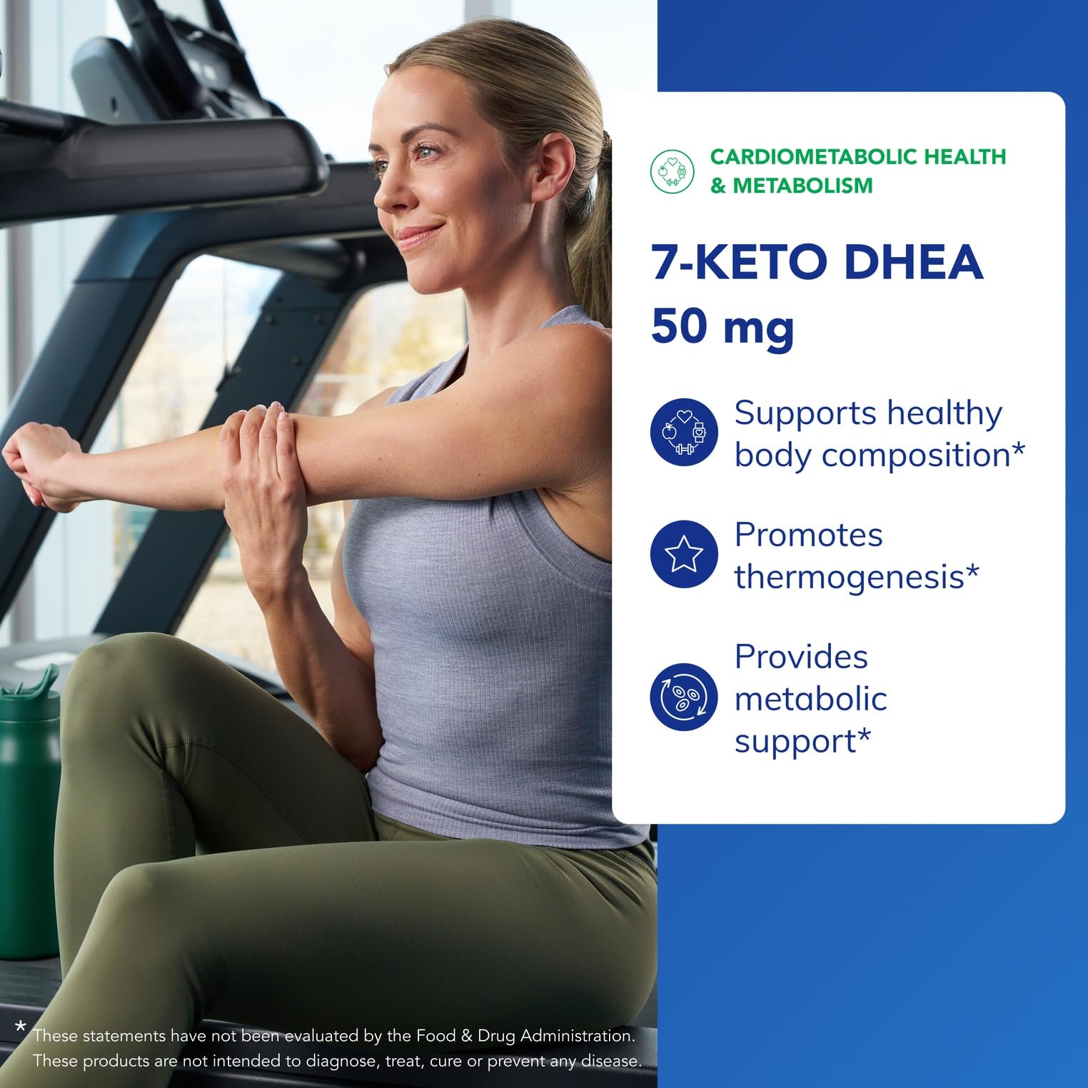 Pure Encapsulations 7-Keto DHEA, étiquette, produit transparent et sans allergènes.