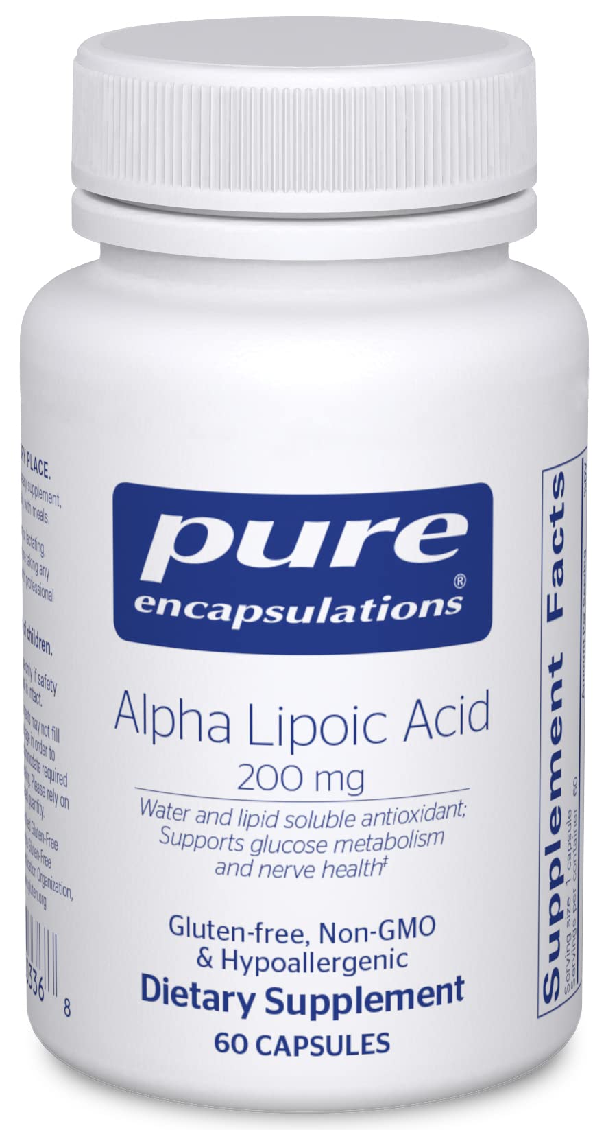 Pure Encapsulations acide alpha-lipoique 200 mg – bouteille, soutien potentiel au métabolisme des glucides