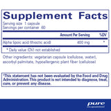 Capsules acide alpha-lipoïque 400 mg de Pure Encapsulations pour le métabolisme