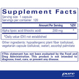 Pure Encapsulations Acide alpha-lipoïque – bouteille arrière, informations claires et dosage