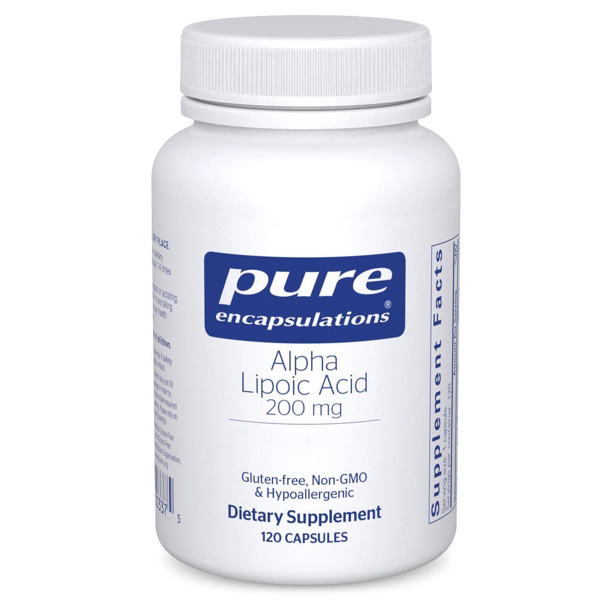 Pure Encapsulations Acide alpha-lipoïque – bouteille avant, soutien antioxydant potentiel pour le quotidien