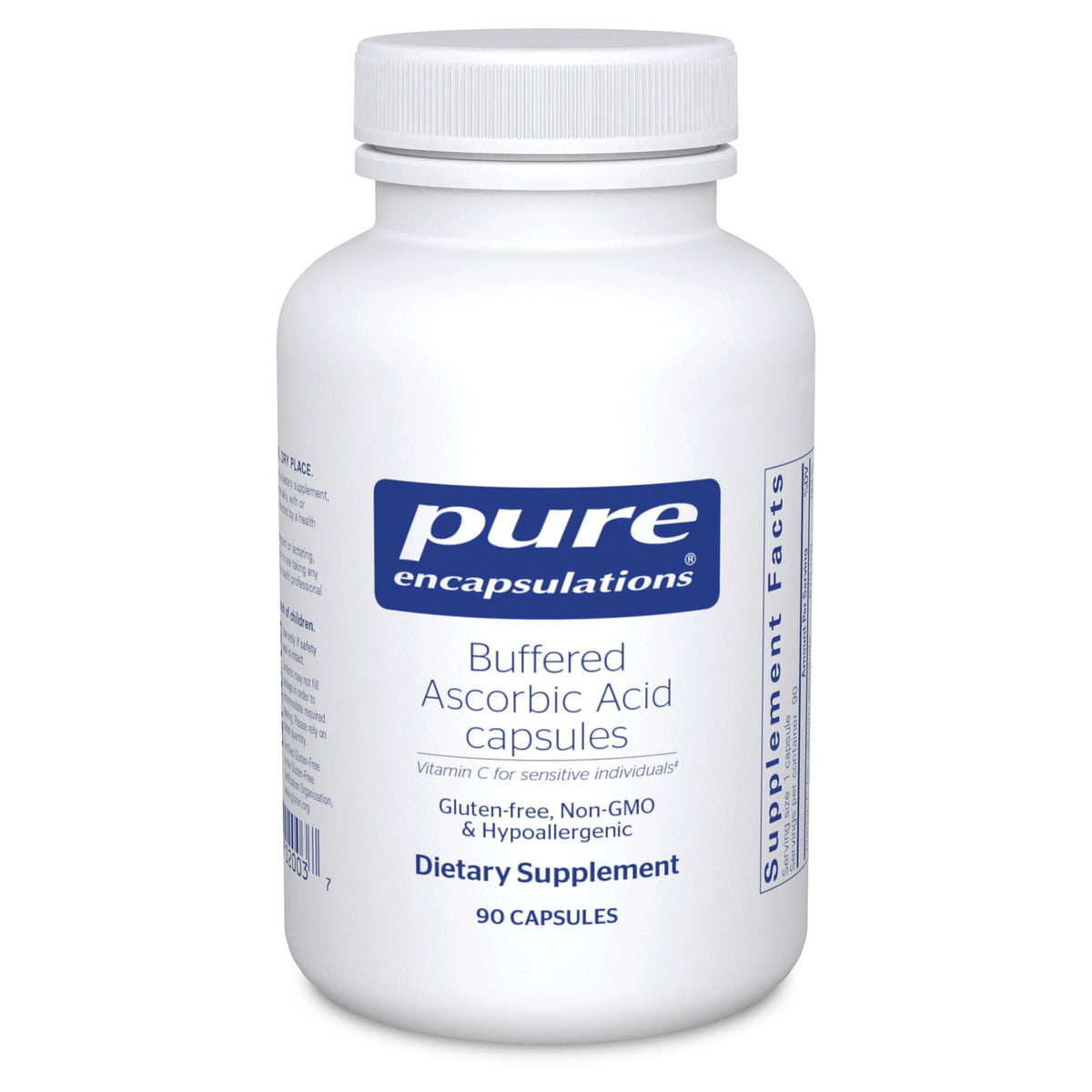 Pure Encapsulations acide ascorbique tamponé – bouteille et soutien antioxydant potentiel