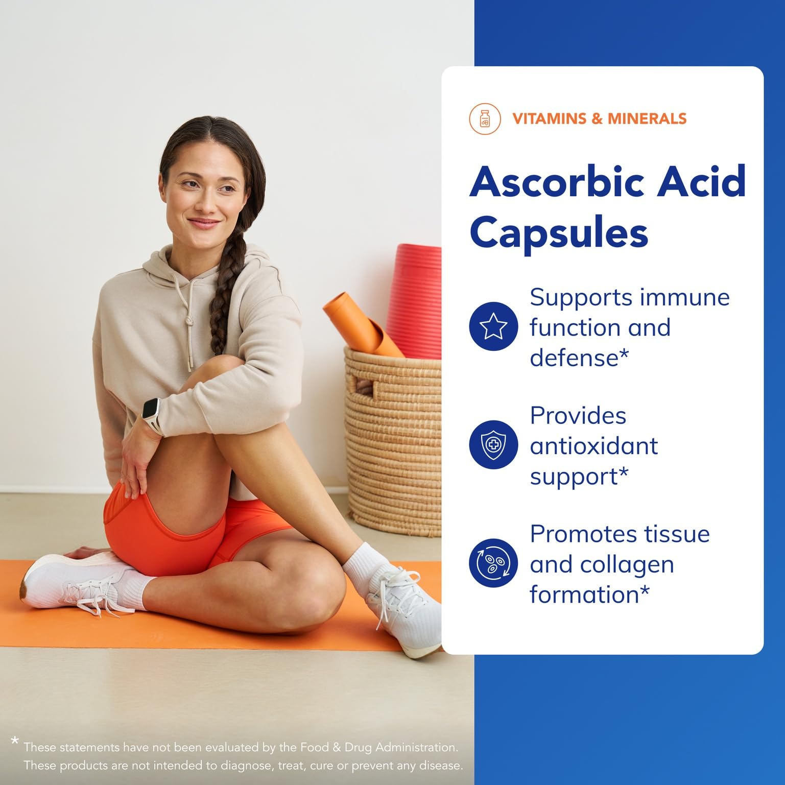 Gélules végétales Pure Encapsulations acide ascorbique 1000 mg pour un apport quotidien.