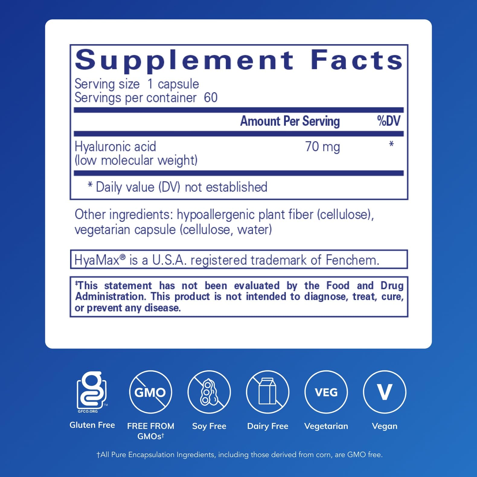 Pure Encapsulations Acide Hyaluronique – articulations lubrifiées et mobilité confortable.