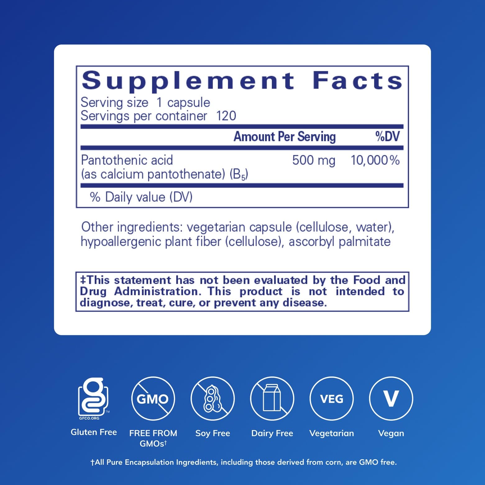 Pure Encapsulations Acide pantothénique – Capsules visibles pour soutien métabolique et bien-être.