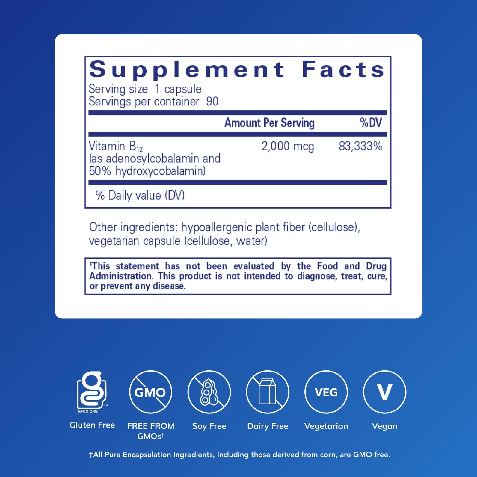 Pure Encapsulations Adenosyl/Hydroxy B12 – capsules, soutien possible au métabolisme cellulaire.
