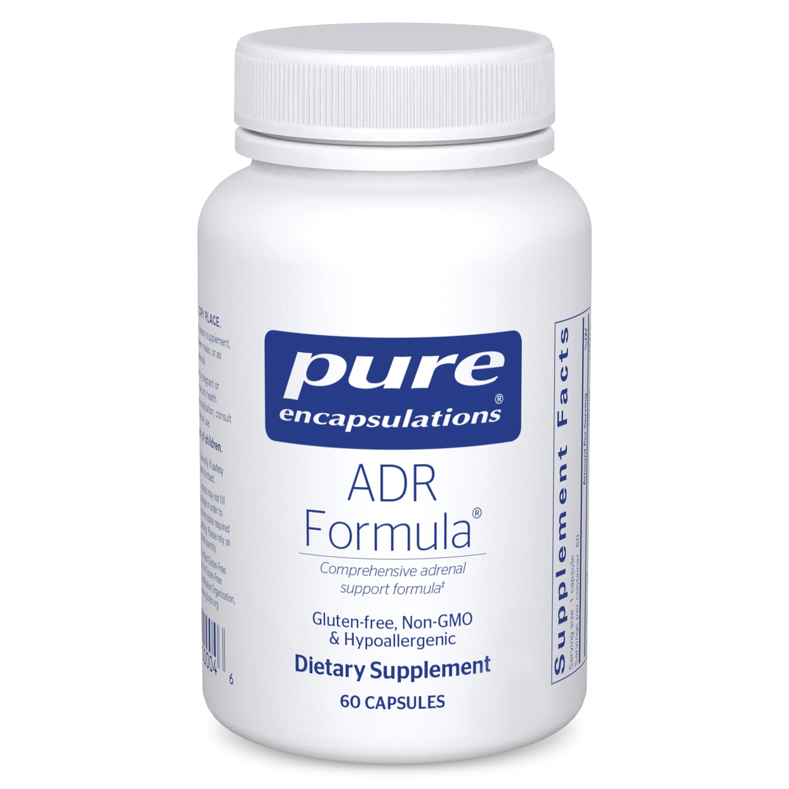 Pure Encapsulations ADR Formule: bouteille avec étiquette et soutien immunitaire potentiel.