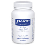 Pure Encapsulations Alpha Lipoic Acid 600 mg: bouteille visible, soutien antioxydant quotidien.