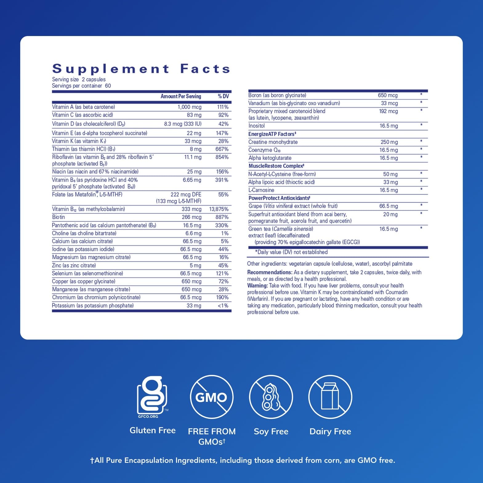 Pure Encapsulations Athletic Nutrients – Capsules, forme pratique pour l'entraînement quotidien.
