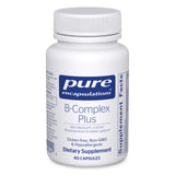 Bouteille Pure Encapsulations B-Complex Plus avec gélules, soutien neurologique potentiel et énergie.