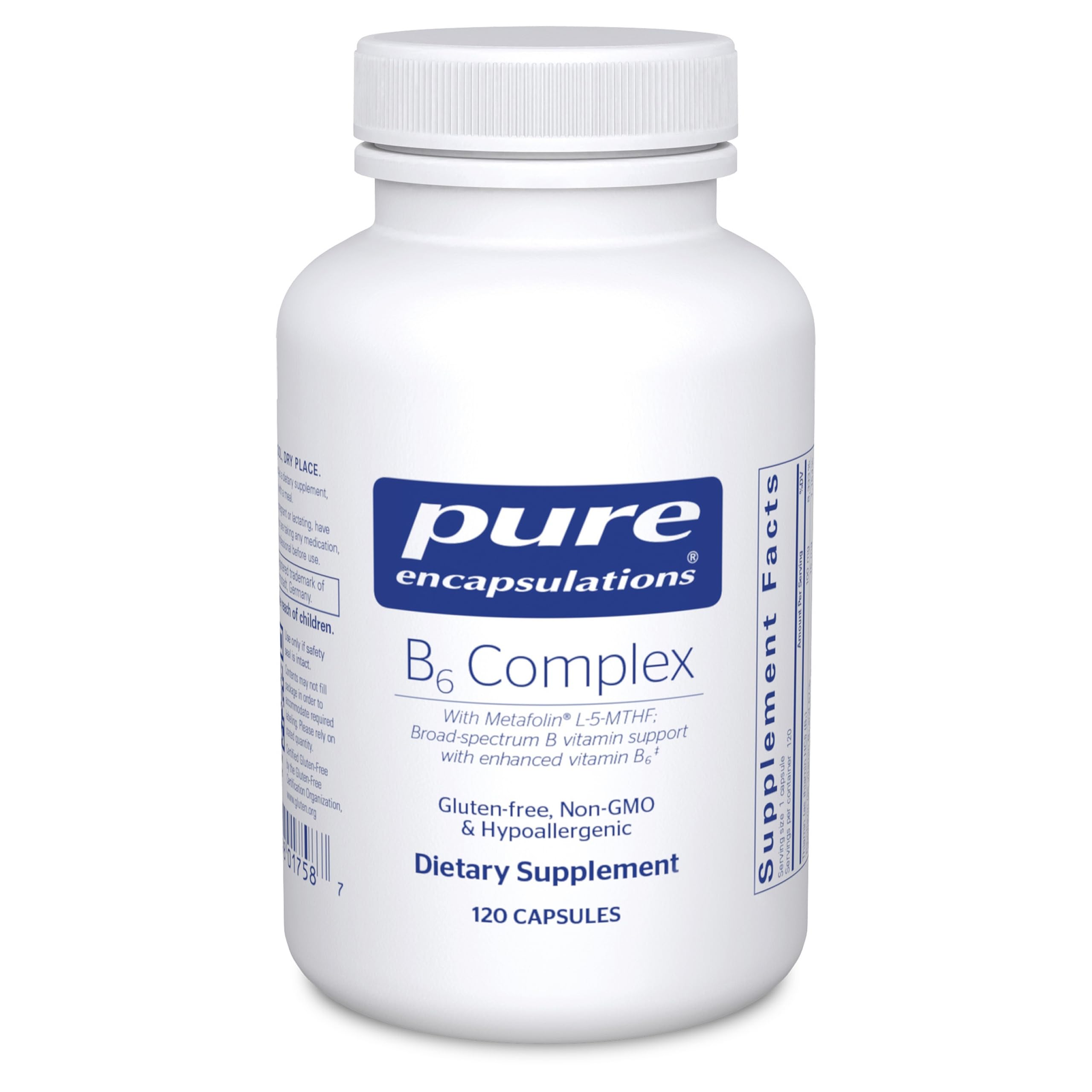 Pure Encapsulations B6 Complex: bouteille de capsules, soutien potentiel du système nerveux.