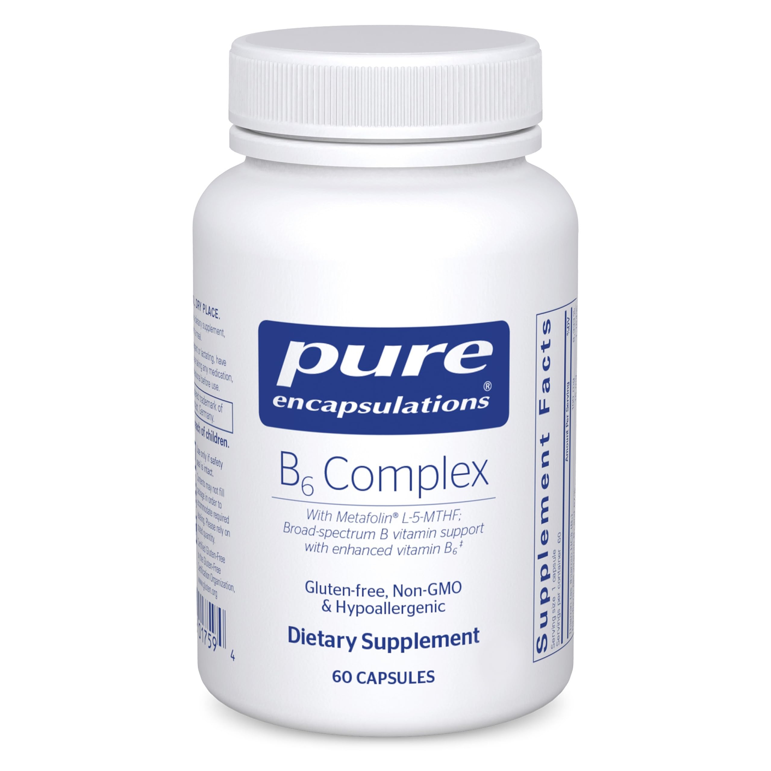 Pure Encapsulations B6 Complex, bouteille de capsules, soutien potentiel du système nerveux.