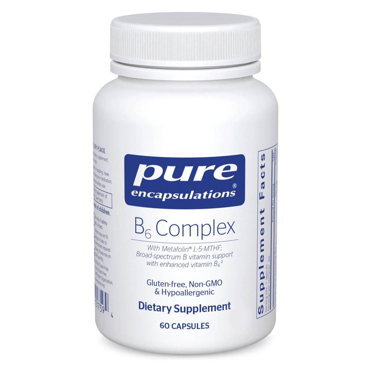 Pure Encapsulations B6 Complex, bouteille de capsules, soutien potentiel du système nerveux.