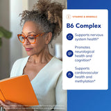 Pure Encapsulations B6 Complex: tableau des ingrédients pour un soutien cérébral et nerveux.