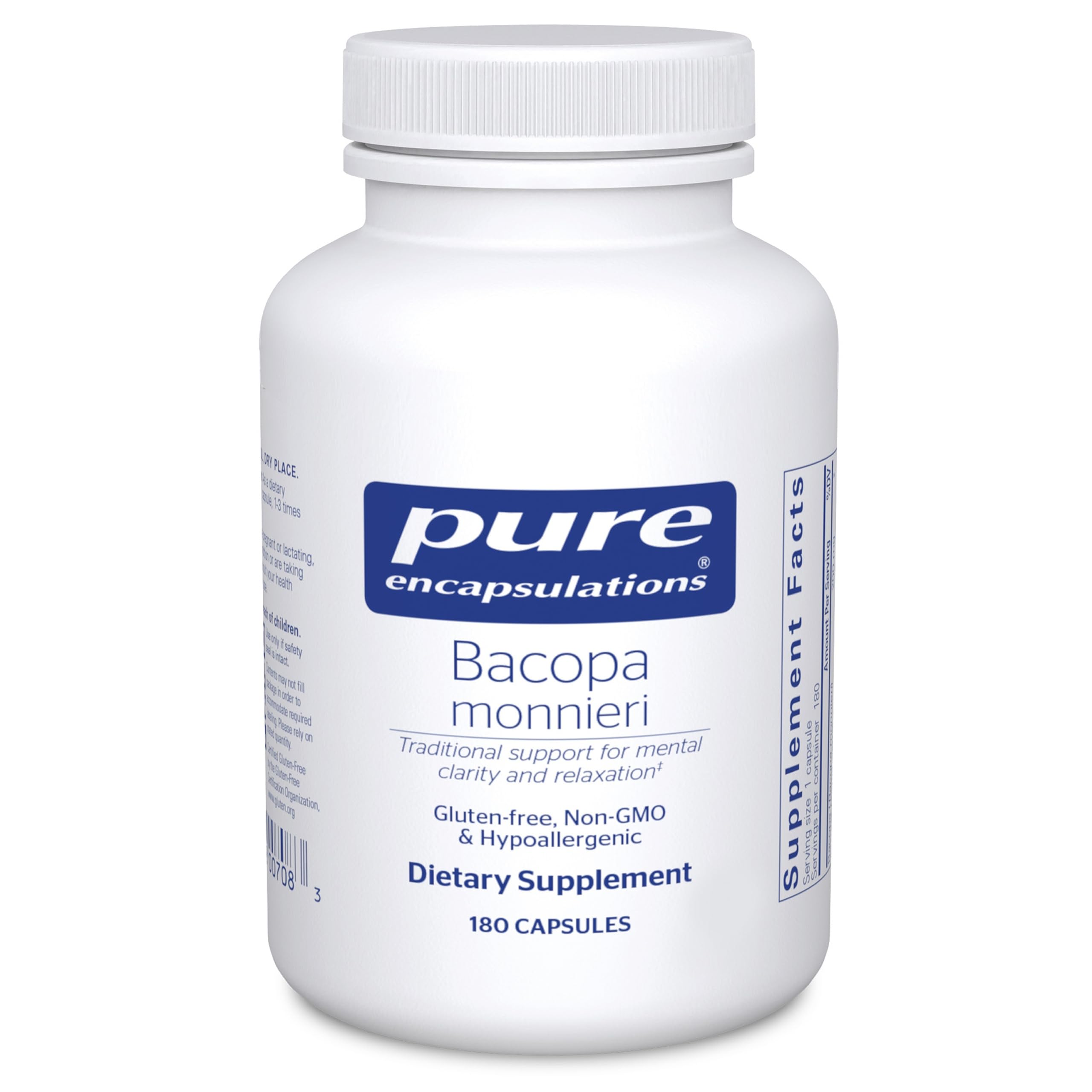 Pure Encapsulations Bacopa Monnieri – bouteille, soutien potentiel à la mémoire et concentration