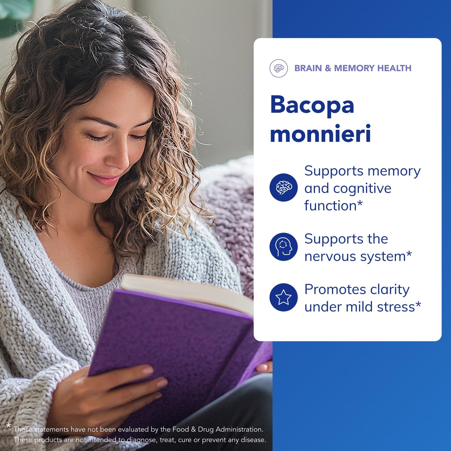 Pure Encapsulations Bacopa Monnieri – etiquette-produit, emballage clair et sûr
