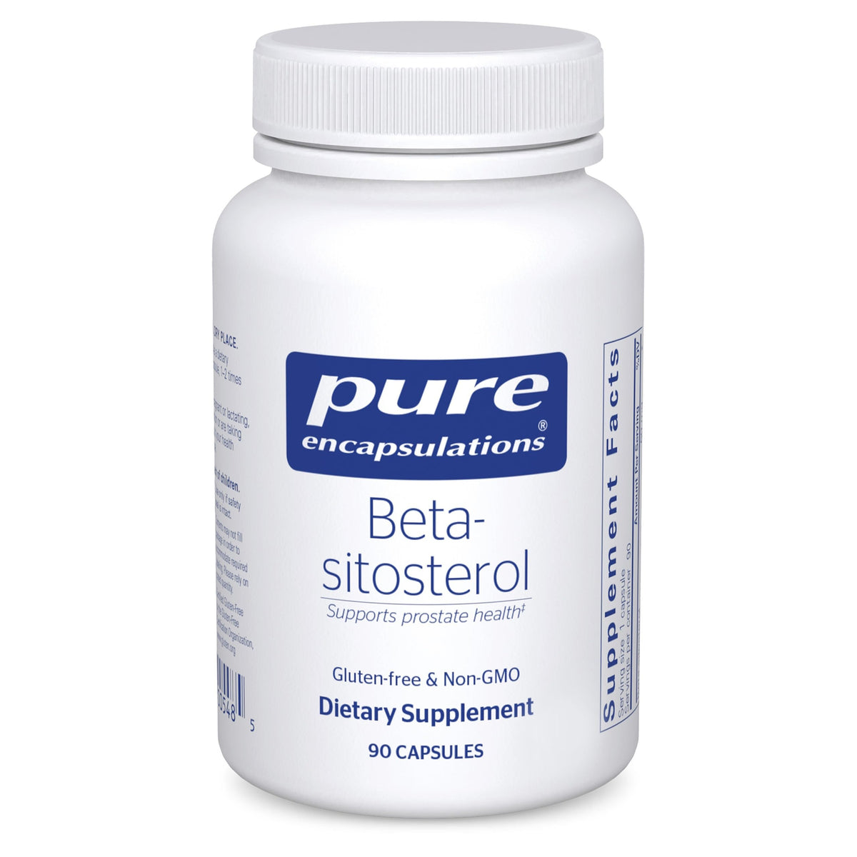 Pure Encapsulations Beta-Sitosterol, flacon affiché, soutien potentiel du flux urinaire.