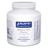 Pure Encapsulations Betaine HCl Pepsin, bouteille 250 capsules, soutien digestif potentiel
