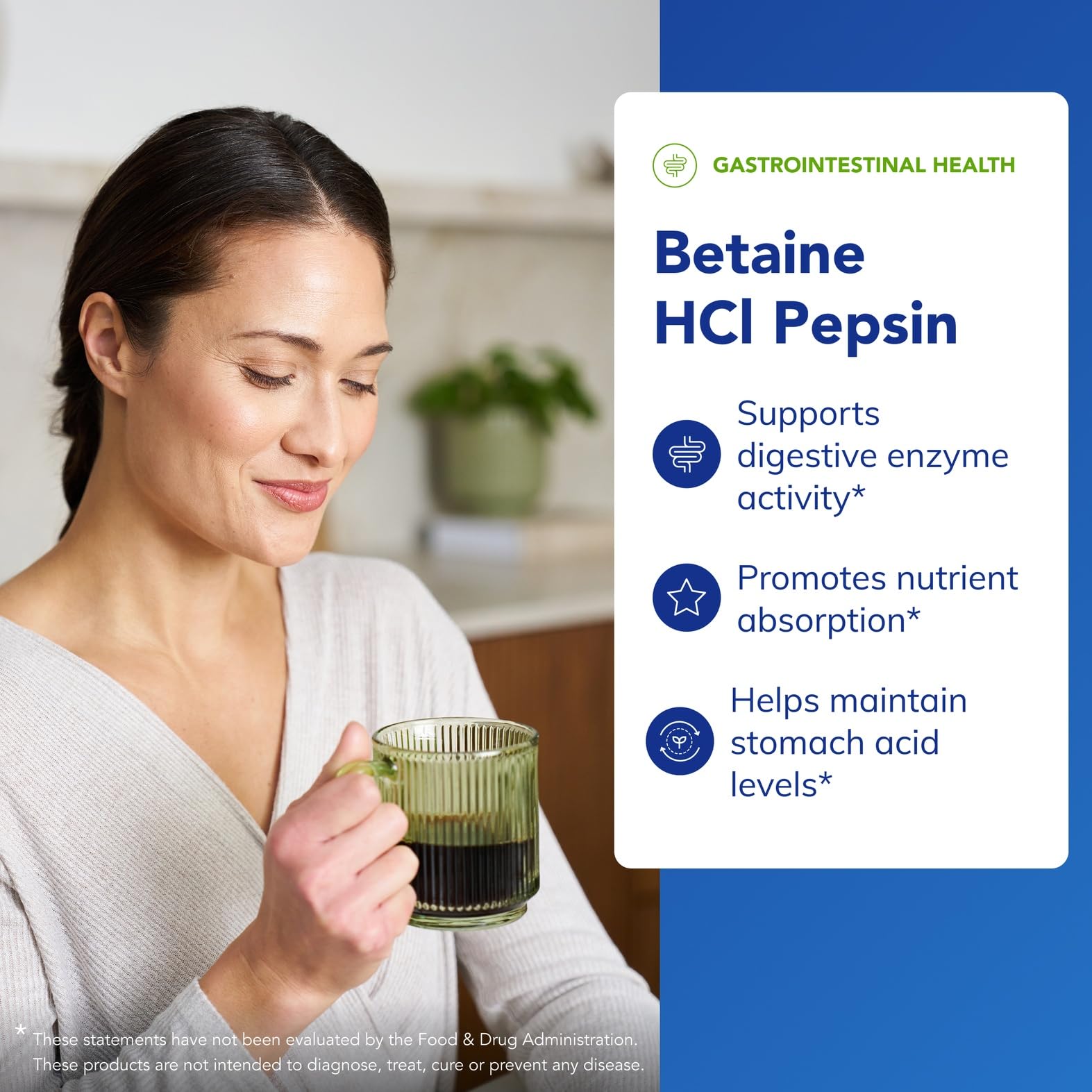 Capsules digestives Pure Encapsulations Betaine HCl Pepsin faciles à prendre