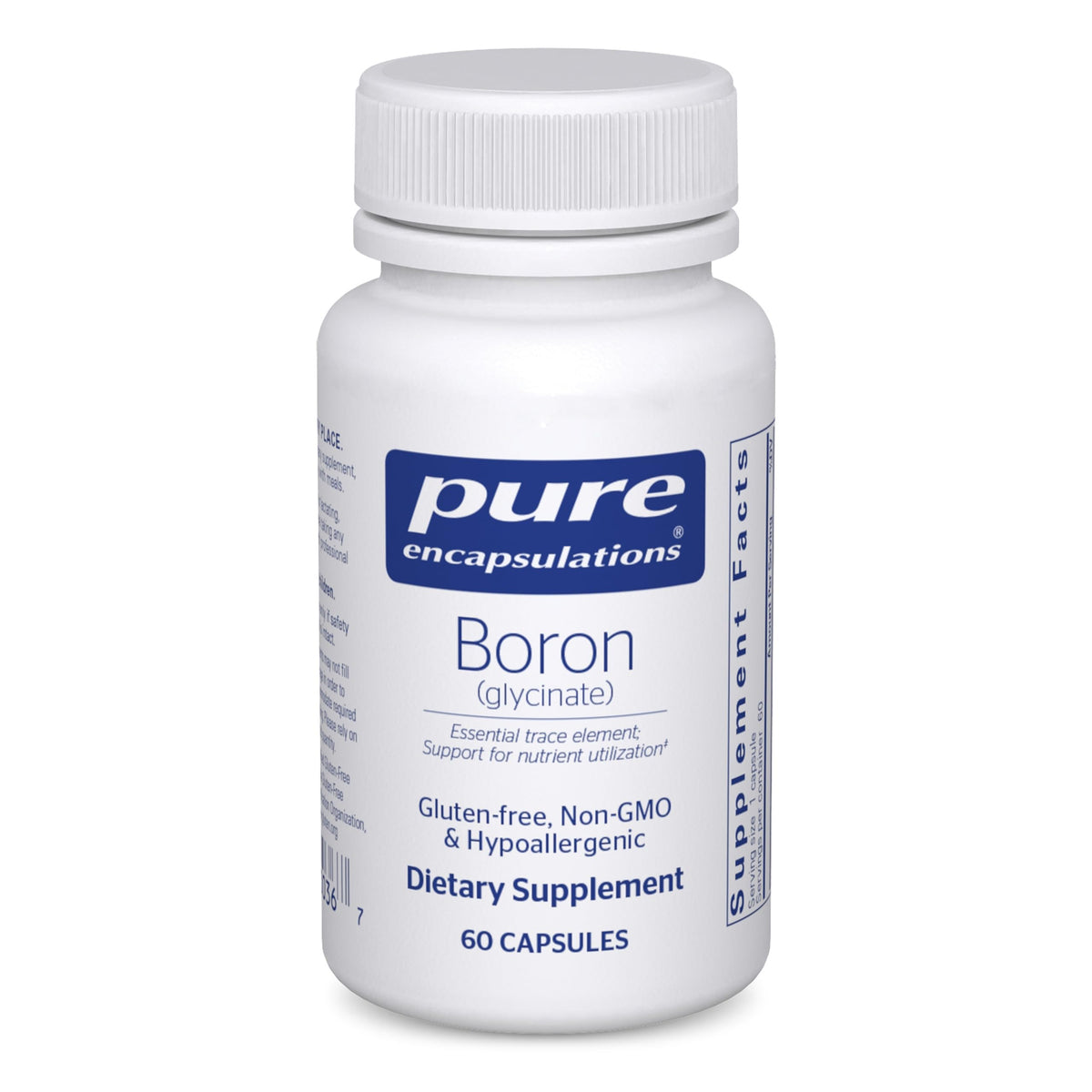 Pure Encapsulations Bore Glycinate – bouteille et gélules, soutien métabolique potentiel des minéraux