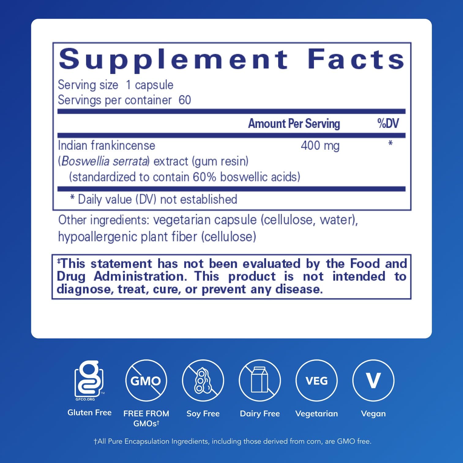 Boswellia Pure Encapsulations, gélules dans la main: intégration facile à la routine.