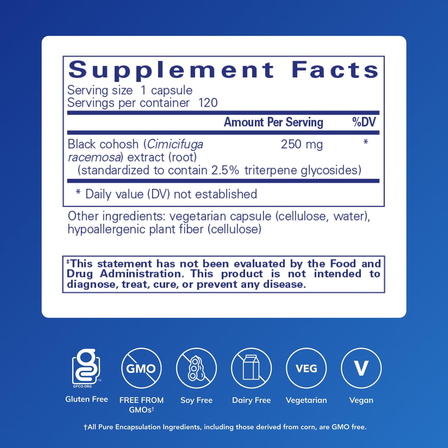 Pure Encapsulations bouteille cimicifuga racemosa, presentation pratique