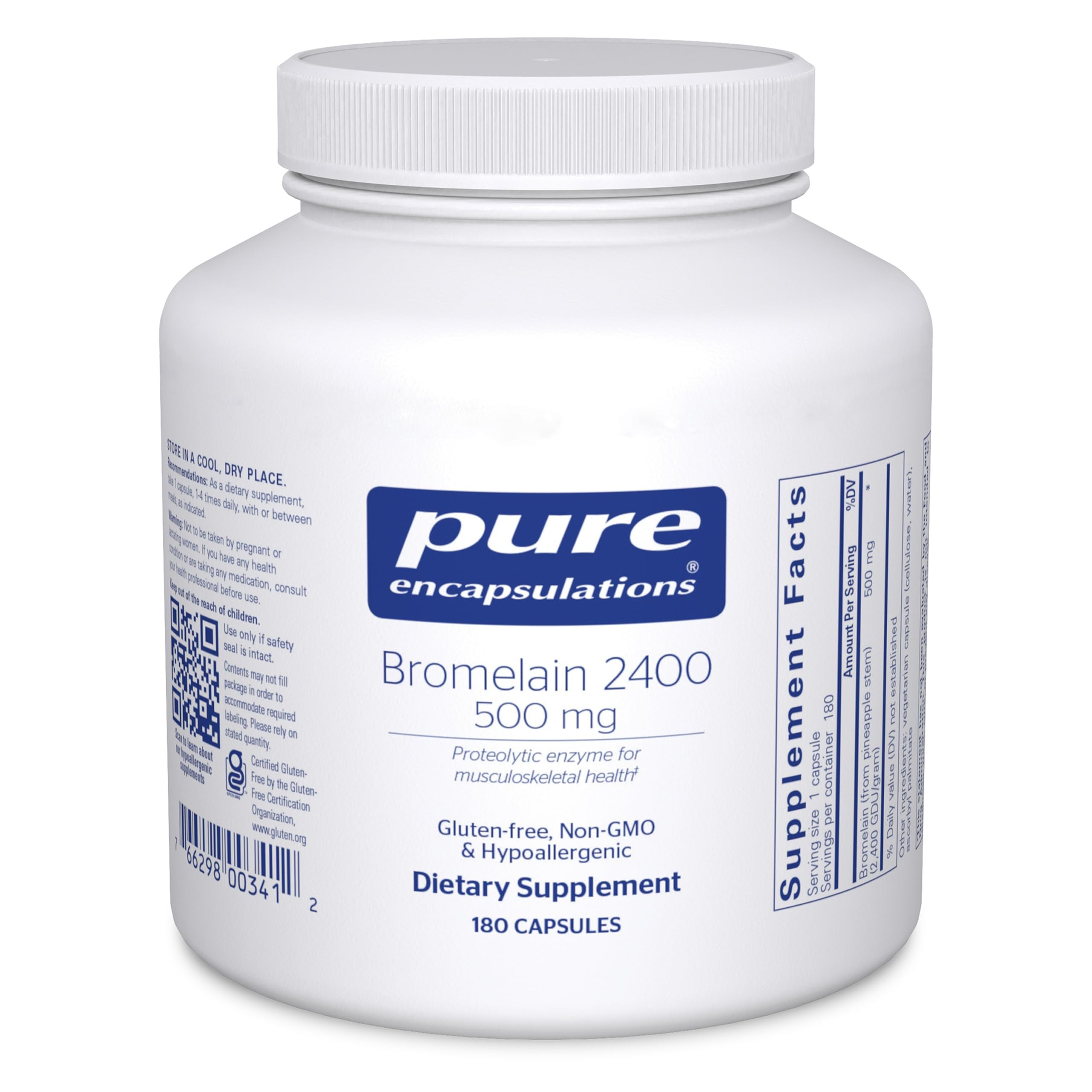 Pure Encapsulations Bromélaïne 2400 - bouteille: soutien digestif potentiel après repas riches.