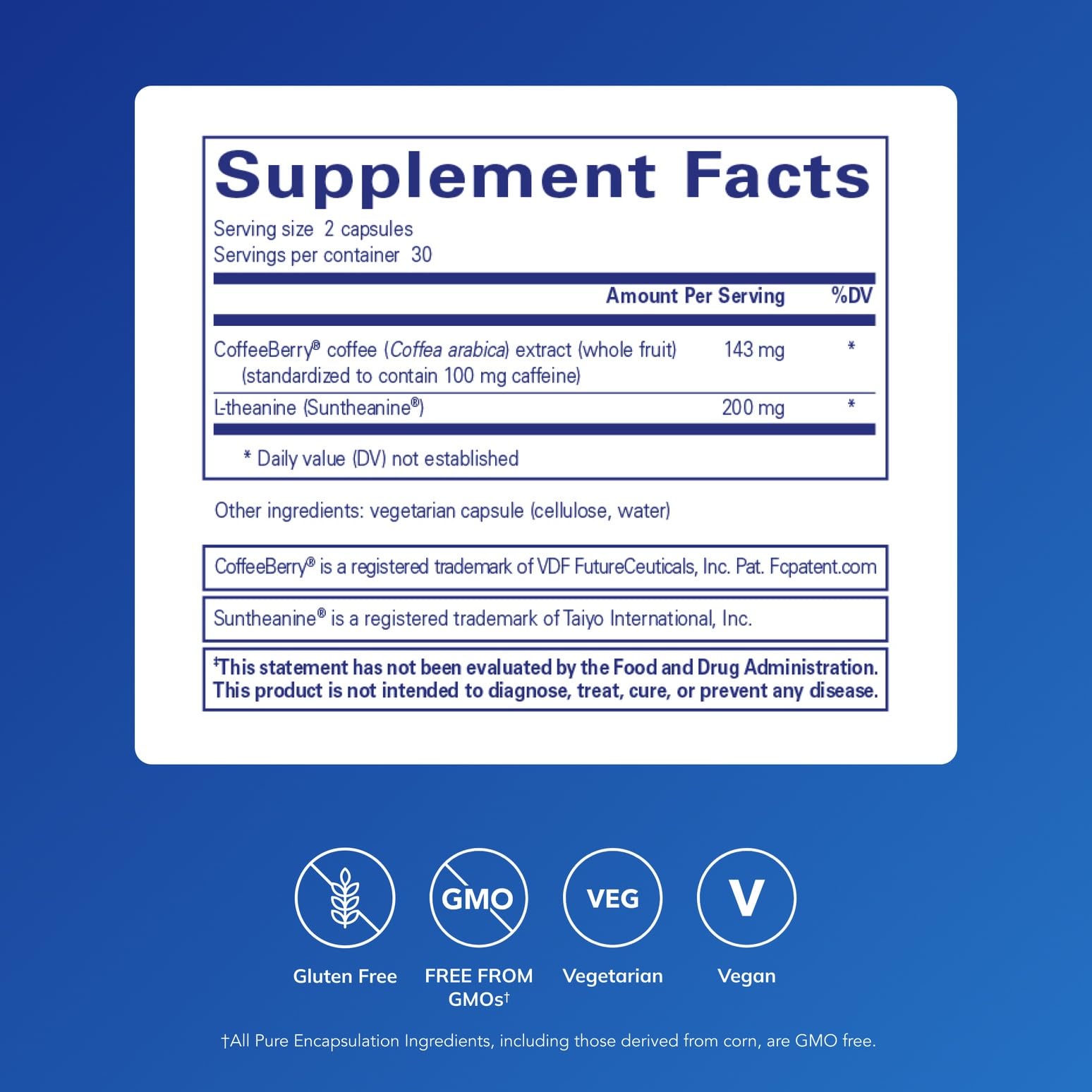 Pure Encapsulations CaffPhenol : capsules faciles à avaler pour soutien cognitif