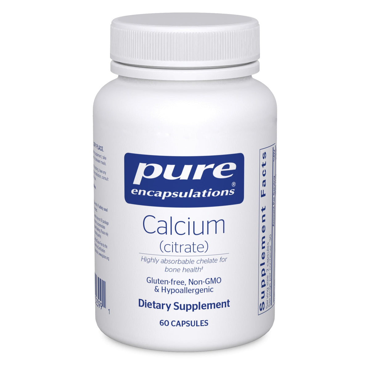 Pure Encapsulations Calcium Citrate capsules : apport facilement absorbé pour le soutien des os.