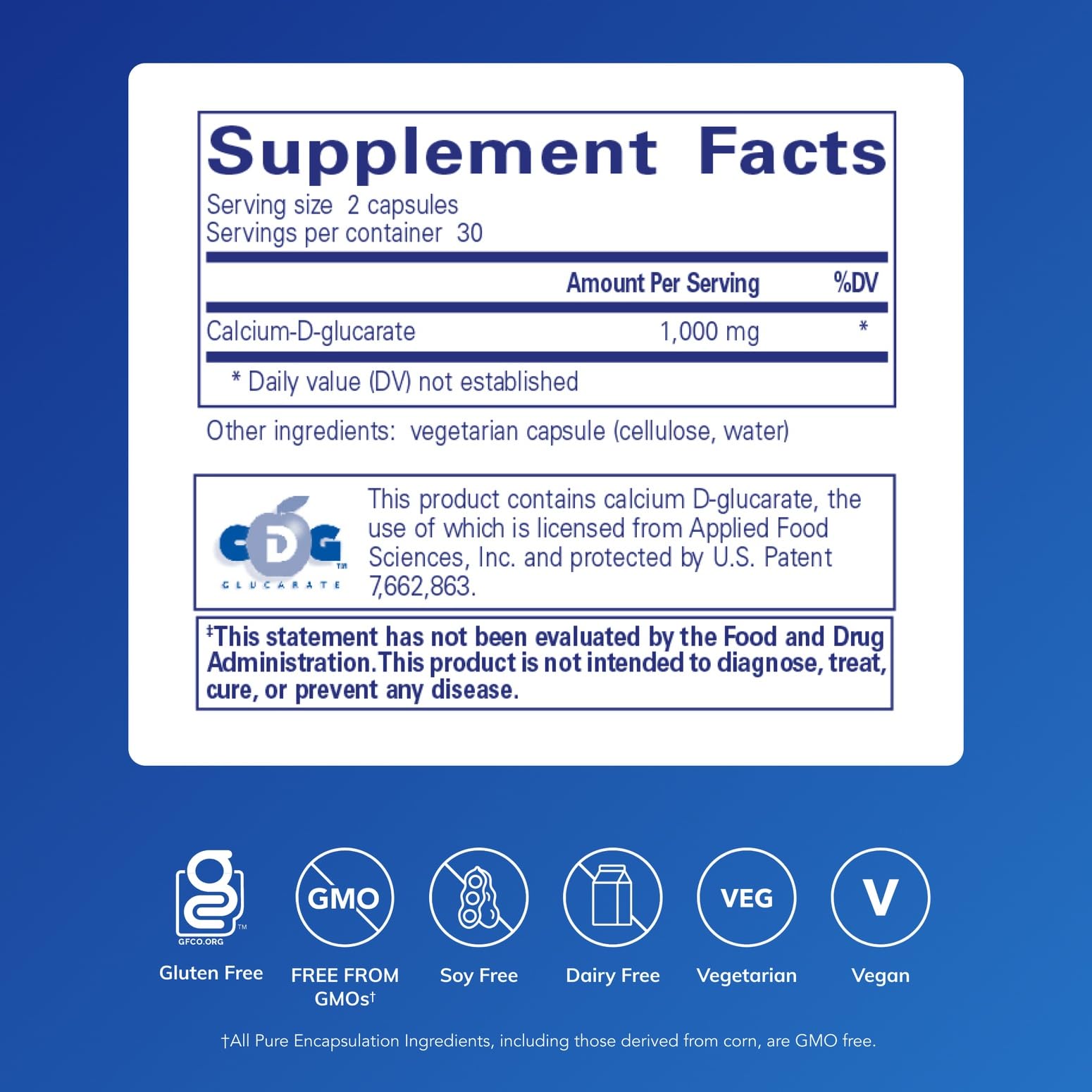 Pure Encapsulations Calcium-D-Glucarate – gélules: prise quotidienne pour le bien-être digestif.