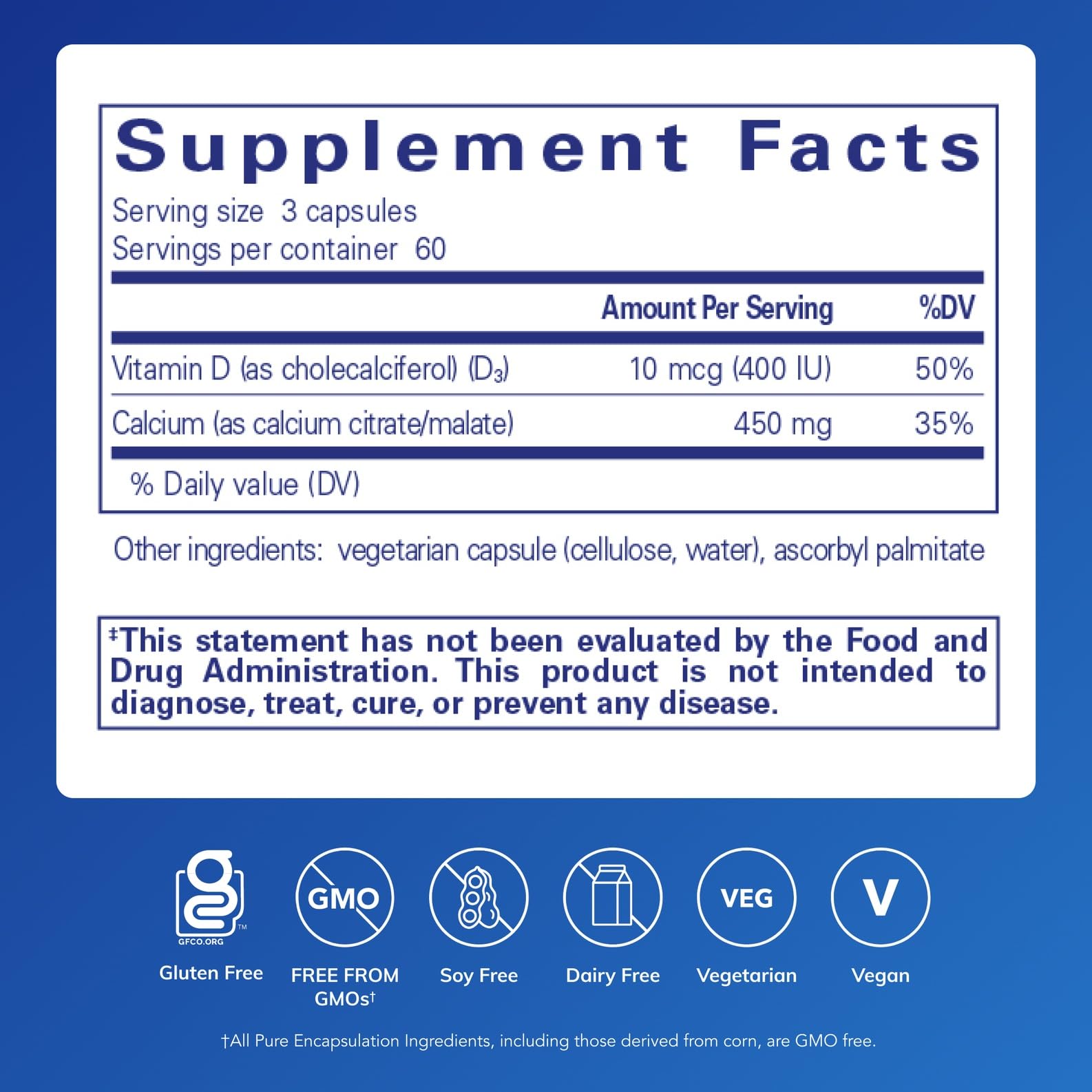 Pure Encapsulations Calcium D3 – gélules visibles, prise quotidienne possible pour le bien-être des os
