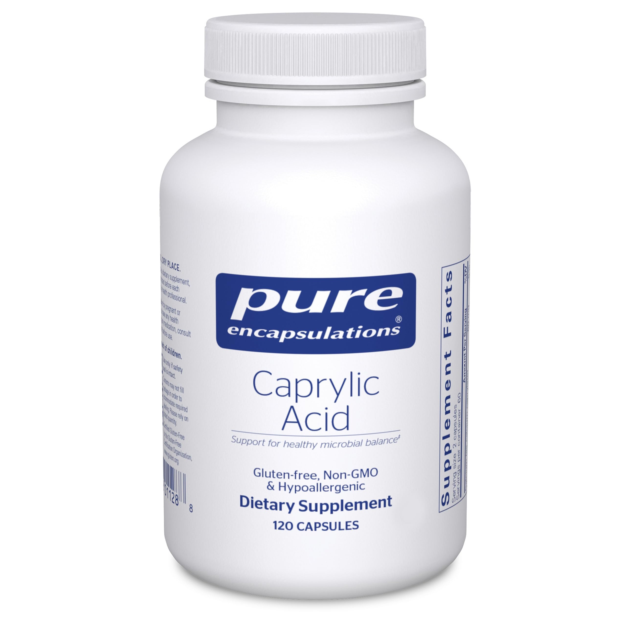 Pure Encapsulations Acide Caprylique – bouteille-versement: routine digestive aisée.