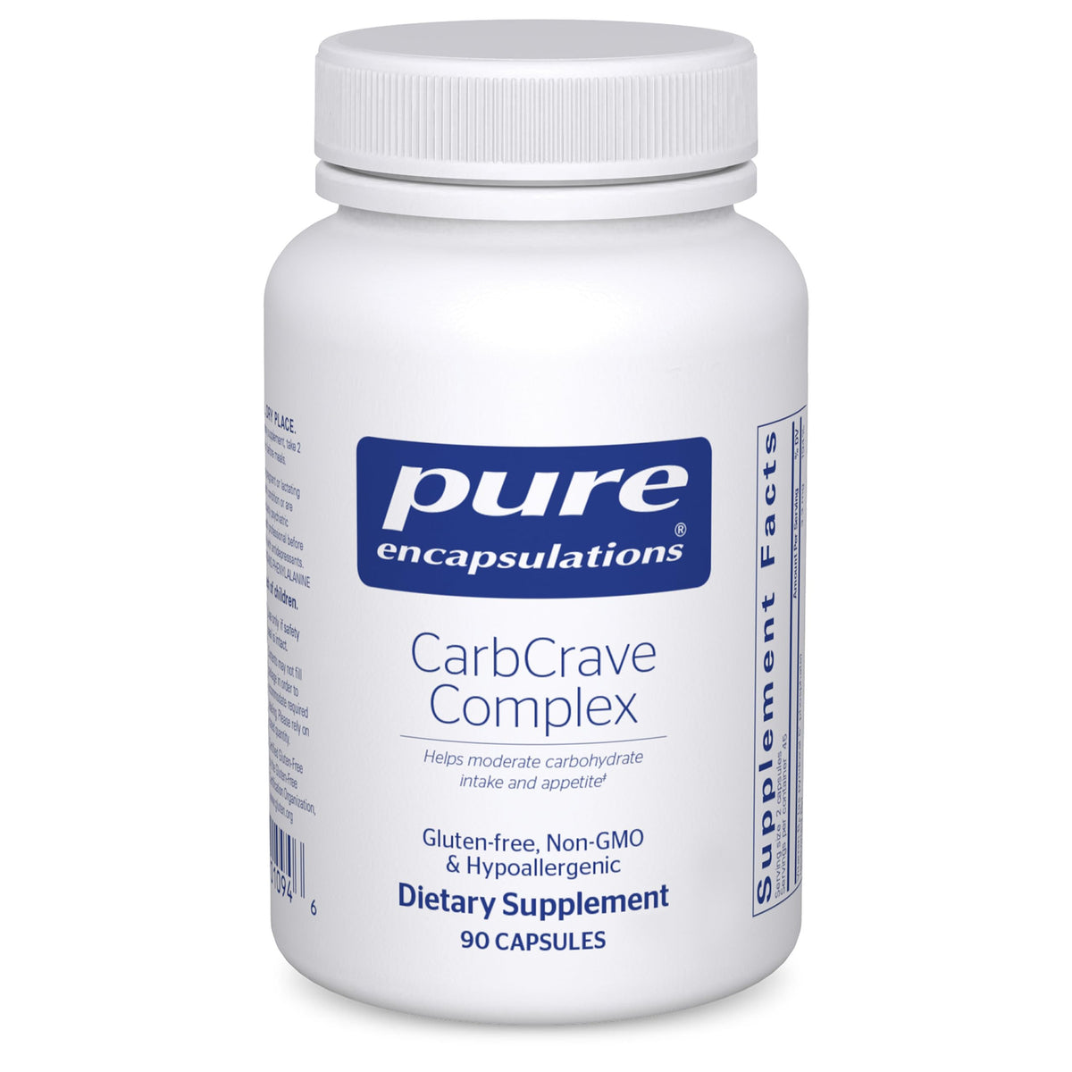 Pure Encapsulations CarbCrave Complex, bouteille visible, soutien potentiel à l'appétit.