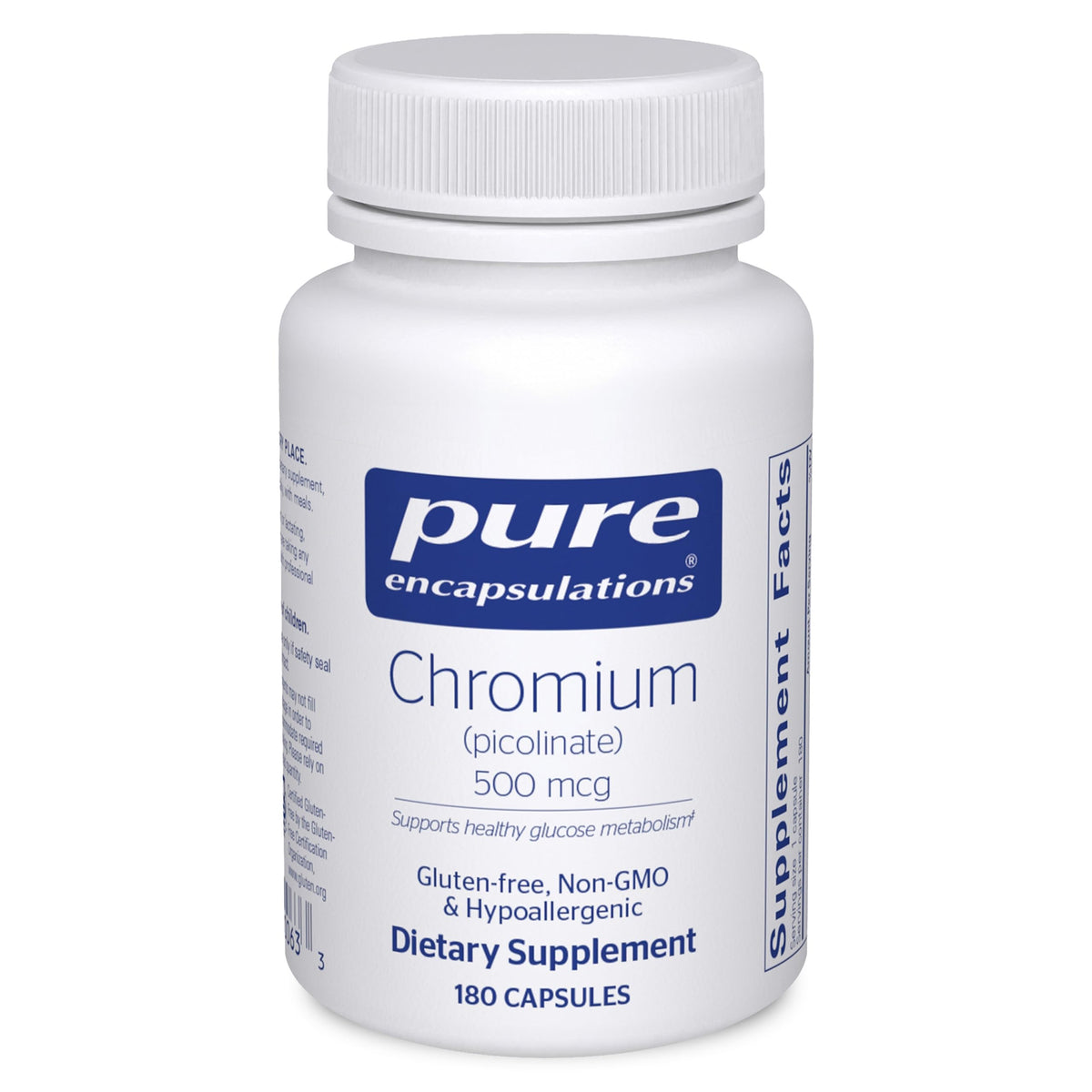 Pure Encapsulations Chromium (Picolinate) – bouteille, soutien potentiel au métabolisme des glucides.