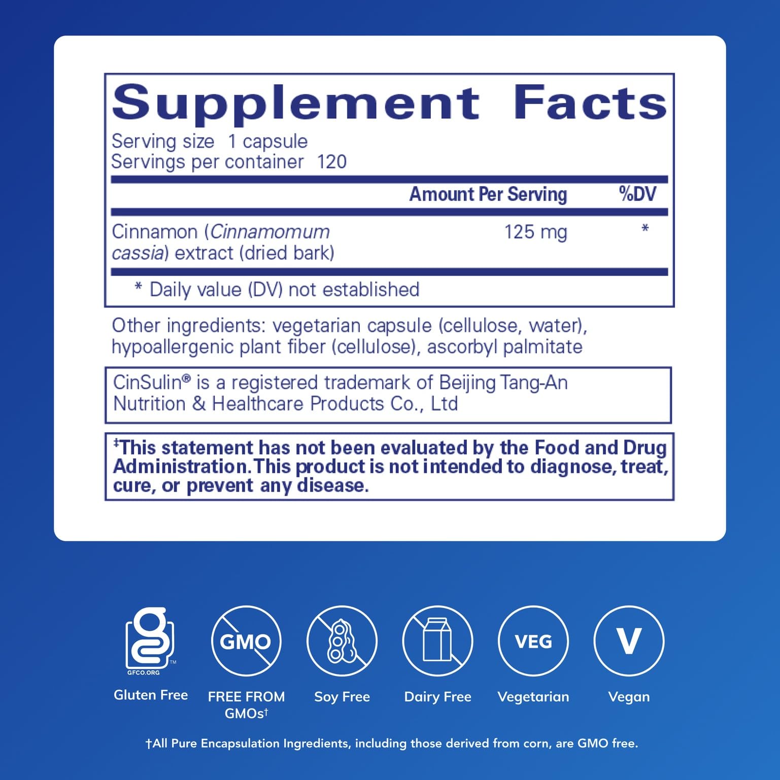 Pure Encapsulations Cinnamon WS gélules: formulation soluble dans l'eau facilitant l'ingestion.