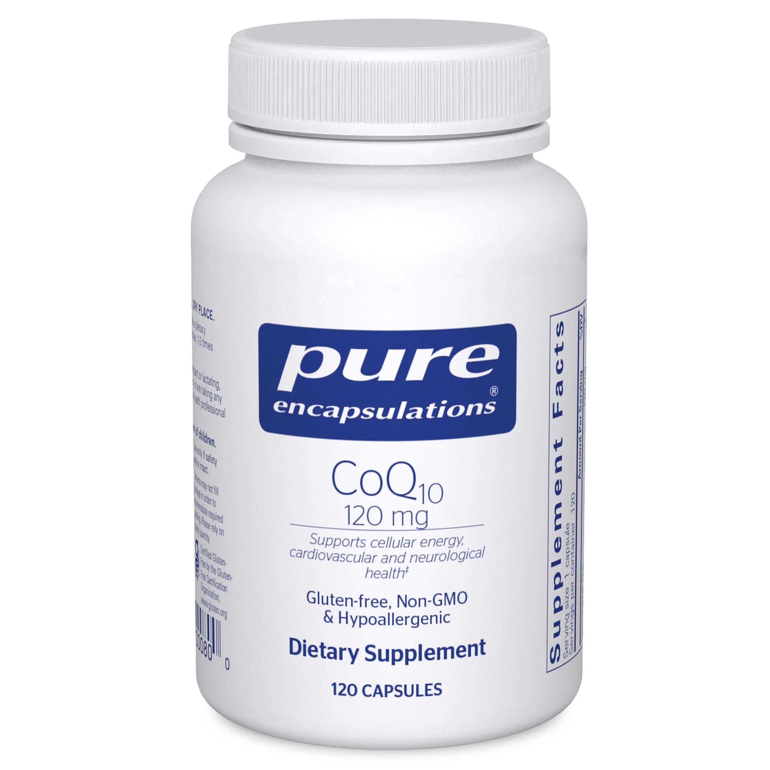 Pure Encapsulations Coenzyme Q10 120 mg, bouteille: énergie potentielle et soutien cellulaire.