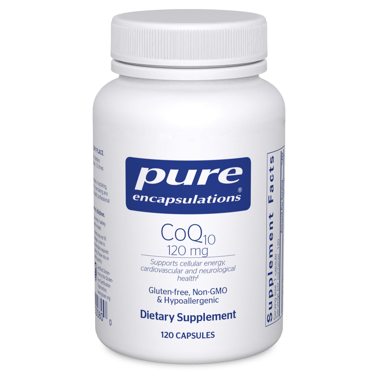 Pure Encapsulations Coenzyme Q10 120 mg, bouteille: énergie potentielle et soutien cellulaire.