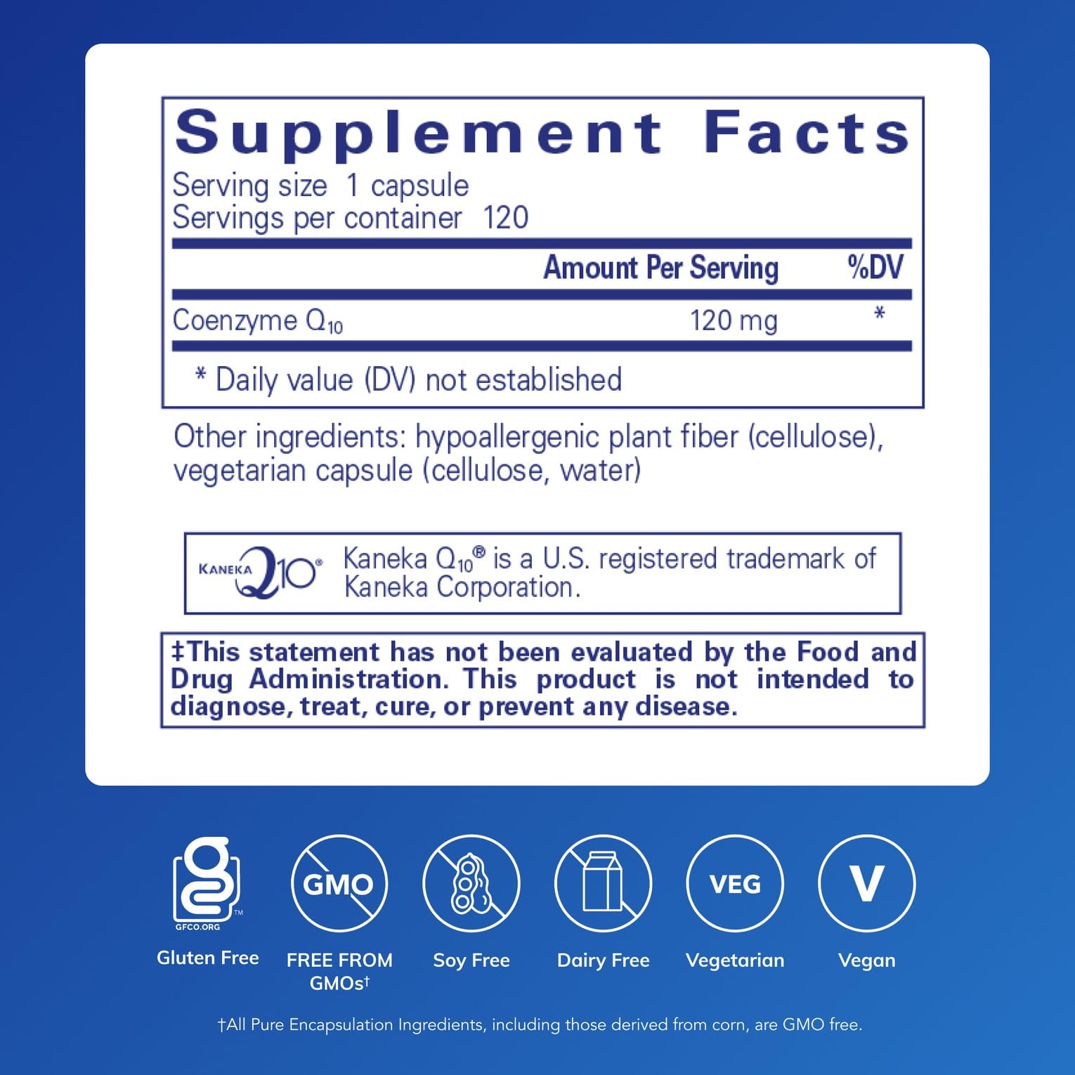 Pure Encapsulations Coenzyme Q10, capsules 120 mg: soutien cardiovasculaire et vitalité naturelle.
