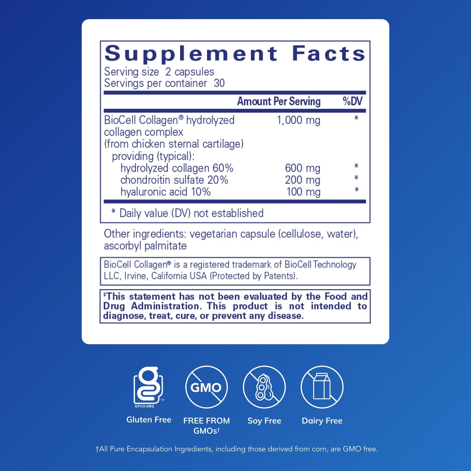 Pure Encapsulations Collagen JS: gélules hydrolysées favorisant peau et articulations.
