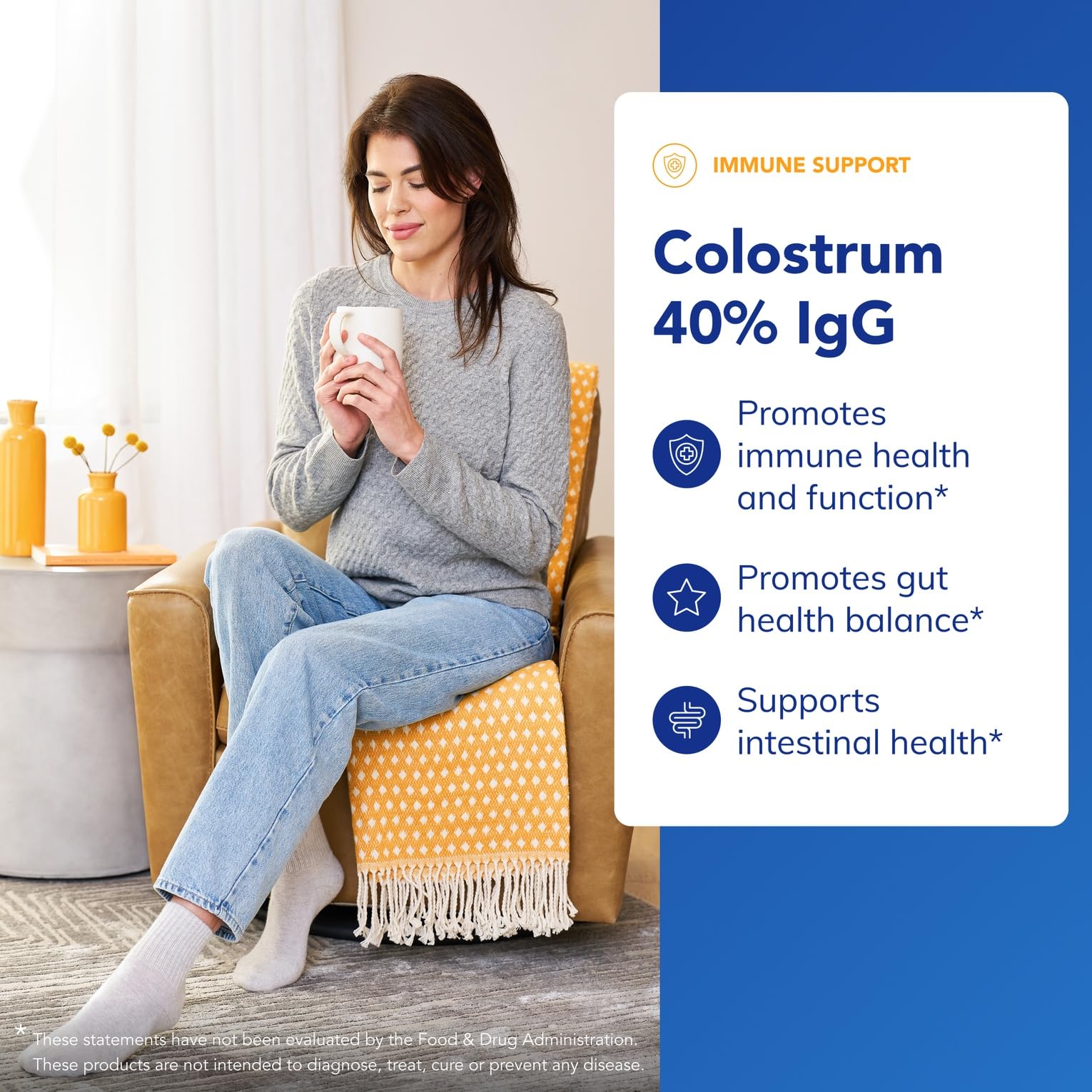 Étiquette Colostrum Pure Encapsulations indiquant concentration et mode d’emploi.